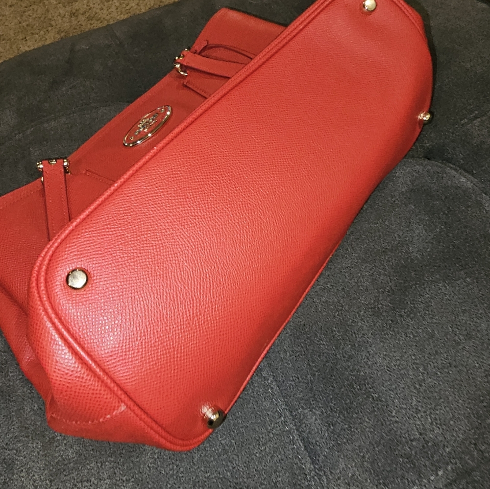 Coach Kitt Red Leather Tote - Picture 3 of 3